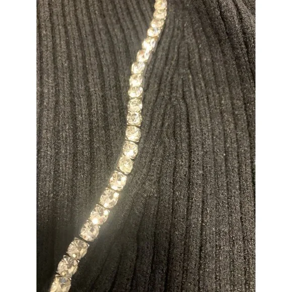 NWT Express Puffed Shoulder Rhinestone Trim Neckline Sweater Size L - Picture 5 of 8